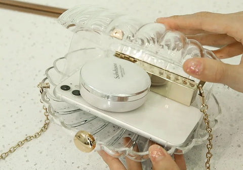 New Transparent Acrylic Designer Pearl strap Shoulder Messenger Clutch Bag CODE: KAR2590