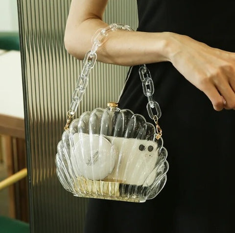 New Transparent Acrylic Designer Pearl strap Shoulder Messenger Clutch Bag CODE: KAR2590