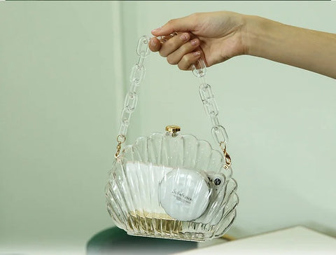 New Transparent Acrylic Designer Pearl strap Shoulder Messenger Clutch Bag CODE: KAR2590