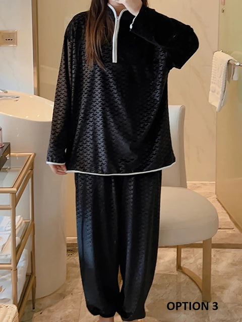 New Winter Flannel Velvet Warm Sweatshirt Pajama Set CODE: KAR2592