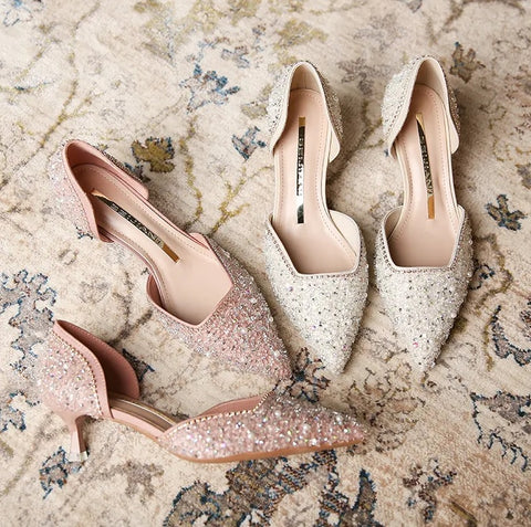 New Sexy Crystal Elegant Pointed Toe Medium Heel CODE: KAR2593