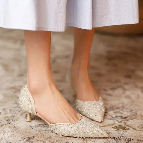 New Sexy Crystal Elegant Pointed Toe Medium Heel CODE: KAR2593