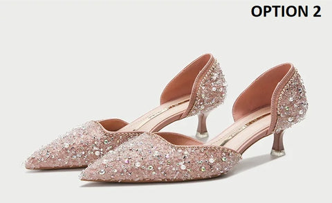 New Sexy Crystal Elegant Pointed Toe Medium Heel CODE: KAR2593