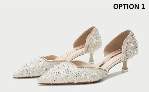 New Sexy Crystal Elegant Pointed Toe Medium Heel CODE: KAR2593