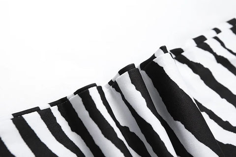 New Autumn Zebra Stripe Tight One Shoulder Jumpsuit CODE: KAR2599