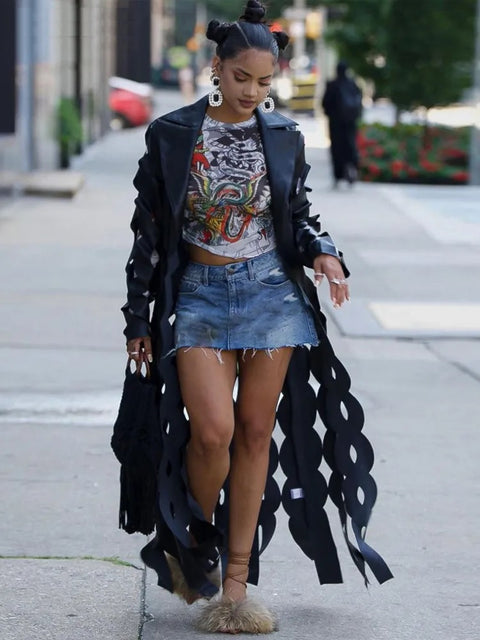 Hollow Sexy Windbreaker Tassel Hipster Chic Design Long Sleeve Cardigan Wild Fashion Coat CODE: KAR2602