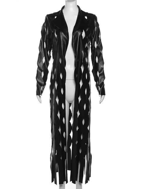 Hollow Sexy Windbreaker Tassel Hipster Chic Design Long Sleeve Cardigan Wild Fashion Coat CODE: KAR2602