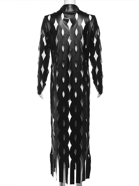 Hollow Sexy Windbreaker Tassel Hipster Chic Design Long Sleeve Cardigan Wild Fashion Coat CODE: KAR2602