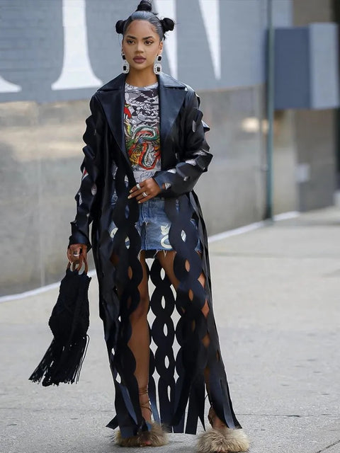 Hollow Sexy Windbreaker Tassel Hipster Chic Design Long Sleeve Cardigan Wild Fashion Coat CODE: KAR2602