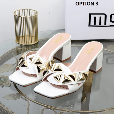 New fashion Metal decorative willow nails open toe thick heel CODE: KAR2604