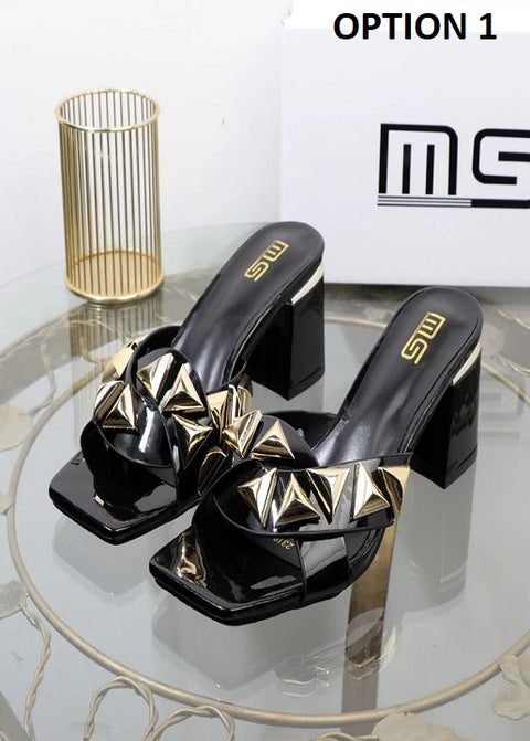 New fashion Metal decorative willow nails open toe thick heel CODE: KAR2604