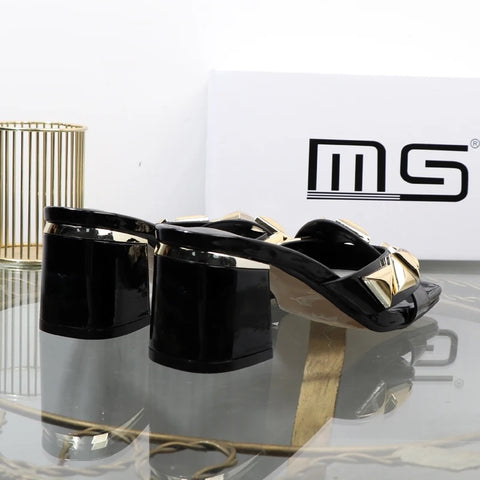 New fashion Metal decorative willow nails open toe thick heel CODE: KAR2604