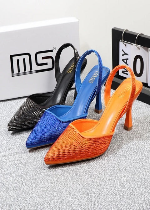 New elegant summer luxury fashion pointed rhinestones stiletto stripper heel CODE: KAR2605