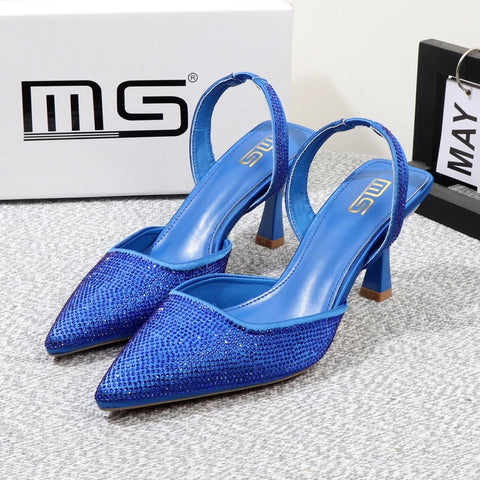 New elegant summer luxury fashion pointed rhinestones stiletto stripper heel CODE: KAR2605