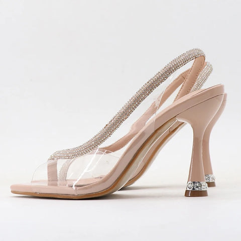 Summer Luxury Crystal Stripper Peep Toe Slingback High Heel CODE: KAR2607