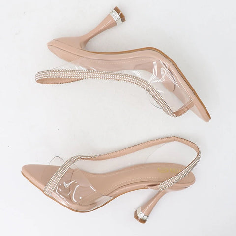 Summer Luxury Crystal Stripper Peep Toe Slingback High Heel CODE: KAR2607