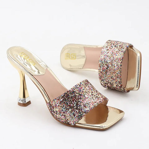Luxury Glitter Sequins Metallic Rhinestone High Heel CODE: KAR2608