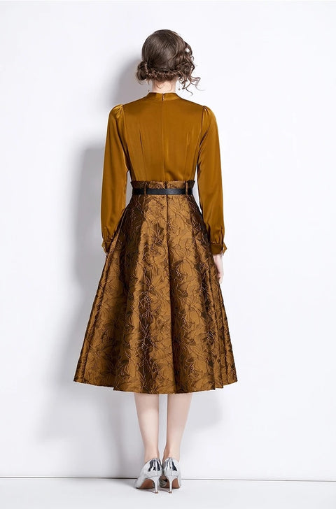 New Autumn & Winter Elegant Satin Vintage A-Line Designer Dress CODE: KAR2610