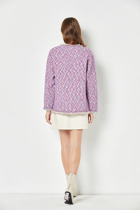 New Fashion Casual Autumn Winter Loose Tassel Panel V-Neck Button Thickened Jacket CODE: KAR2611