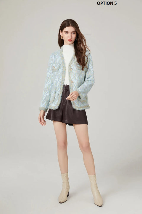 New Fashion Casual Autumn Winter Loose Tassel Panel V-Neck Button Thickened Jacket CODE: KAR2611