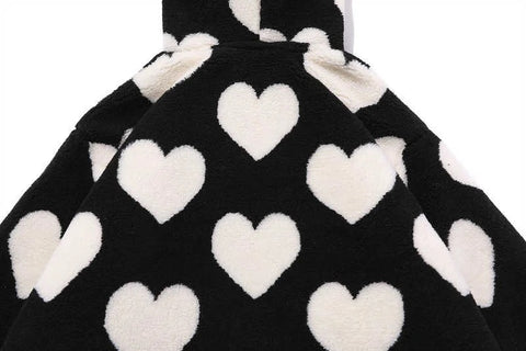 New Heart Full Print Plush Loose Long Sleeve Jacket CODE: KAR2615