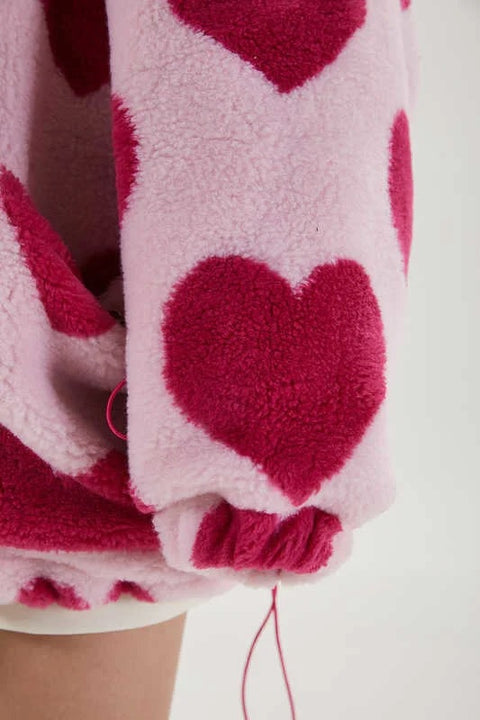 New Heart Full Print Plush Loose Long Sleeve Jacket CODE: KAR2615