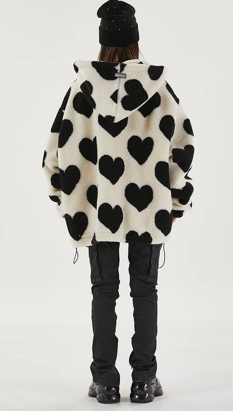 New Heart Full Print Plush Loose Long Sleeve Jacket CODE: KAR2615