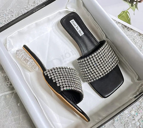 New Casual Crystal Full Diamonds Transparent Heel Sandal CODE: KAR2620