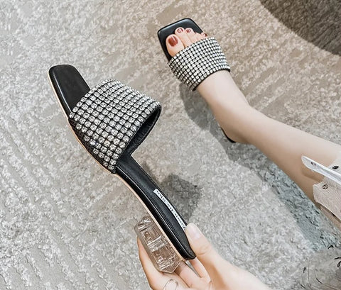 New Casual Crystal Full Diamonds Transparent Heel Sandal CODE: KAR2620