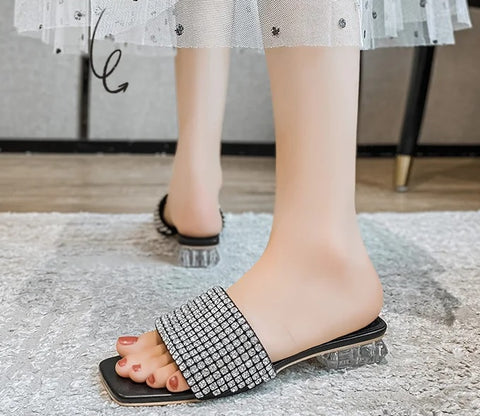 New Casual Crystal Full Diamonds Transparent Heel Sandal CODE: KAR2620