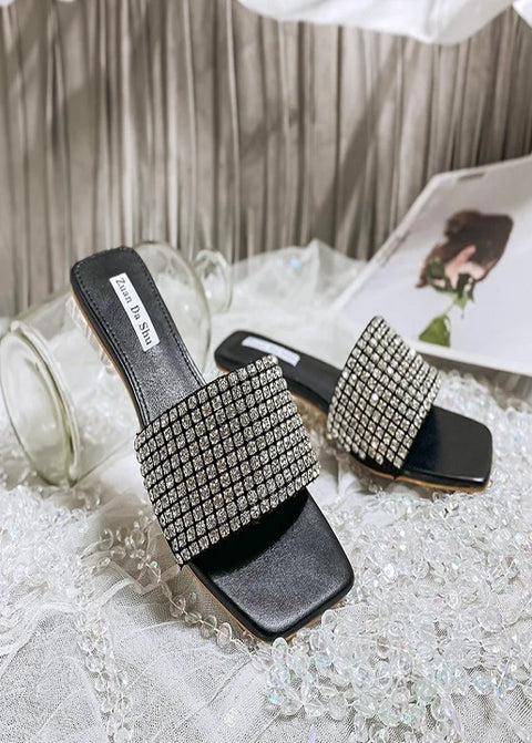 New Casual Crystal Full Diamonds Transparent Heel Sandal CODE: KAR2620