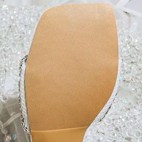 New Casual Crystal Full Diamonds Transparent Heel Sandal CODE: KAR2620