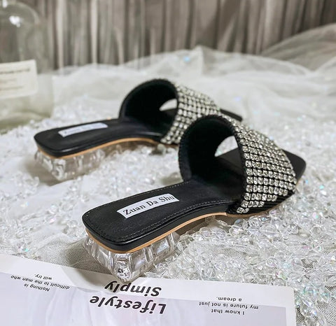 New Casual Crystal Full Diamonds Transparent Heel Sandal CODE: KAR2620
