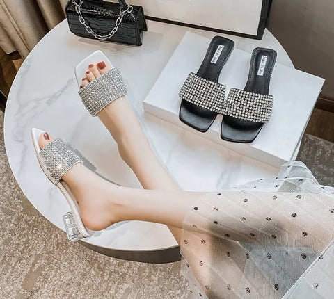 New Casual Crystal Full Diamonds Transparent Heel Sandal CODE: KAR2620