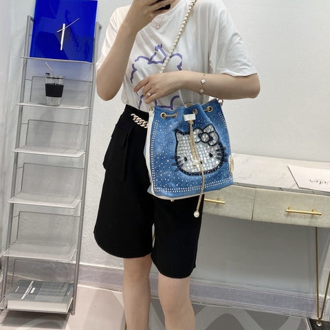 New Fashion Hello Kitty Diamonds Rhinestone Chain Crossbody Handbag CODE: KAR2623