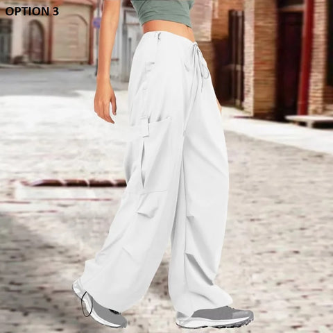 New Autumn Casual Loose Pocket  Mid Waist Wide Legs Cargo Pant CODE: KAR2625