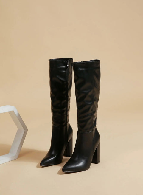 New Fashion Sexy Knee High Pointed Toe Square Long Boot CODE: KAR2626