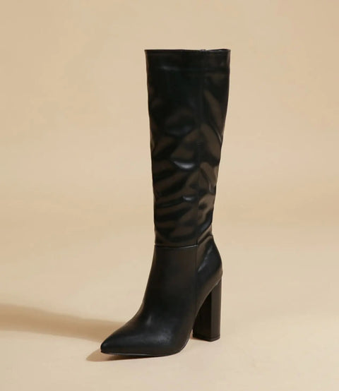 New Fashion Sexy Knee High Pointed Toe Square Long Boot CODE: KAR2626