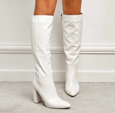 New Fashion Sexy Knee High Pointed Toe Square Long Boot CODE: KAR2626
