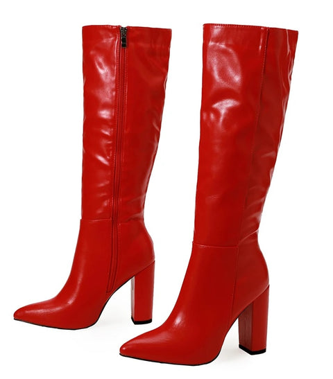 New Fashion Sexy Knee High Pointed Toe Square Long Boot CODE: KAR2626