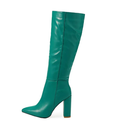 New Fashion Sexy Knee High Pointed Toe Square Long Boot CODE: KAR2626