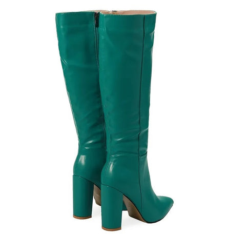 New Fashion Sexy Knee High Pointed Toe Square Long Boot CODE: KAR2626