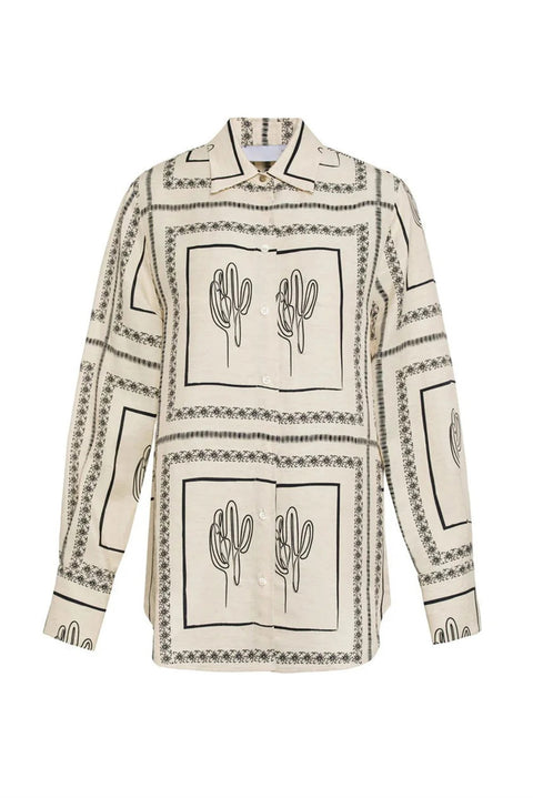 New Geometric Print Loose Long Sleeve Turn-down Collar Top and Elastic Straight Pant CODE: KAR2630