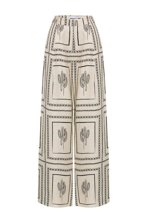 New Geometric Print Loose Long Sleeve Turn-down Collar Top and Elastic Straight Pant CODE: KAR2630