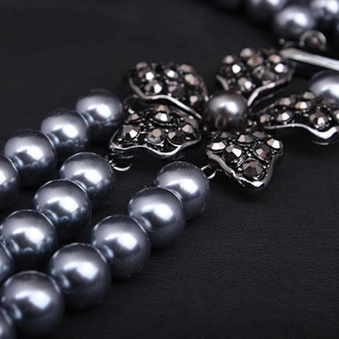 New Pearl Beads Multi Strand Layered Bib Choker Collar Necklace CODE: KAR2634