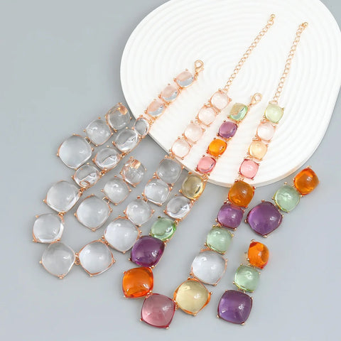 New Transparent Crystal Earrings Choker Necklace Set CODE: KAR2636