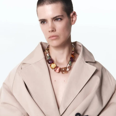 New Transparent Crystal Earrings Choker Necklace Set CODE: KAR2636