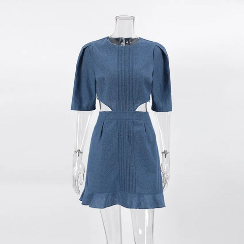 New Elegant Short Sleeve Hollow Out Ruffled Dress CODE: KAR2640