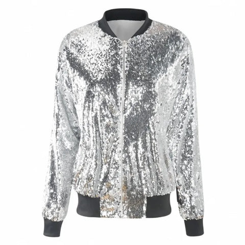 New Autumn Casual Sequin Long Sleeve Zipper Outwear Jacket CODE: KAR2647