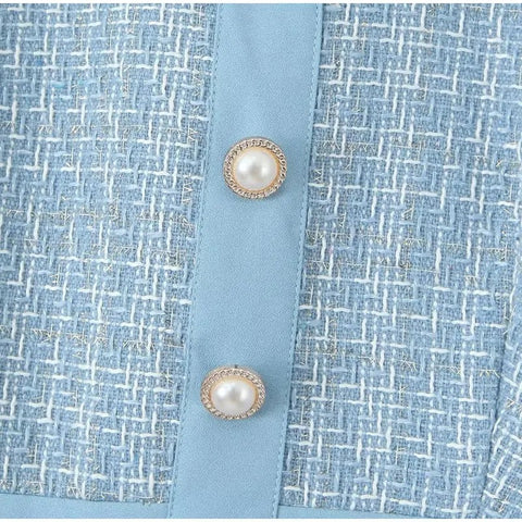 New Autumn Peter Pan Collar Fringes Gingham Pearl Button Long Sleeve Flash Dress CODE: KAR2648